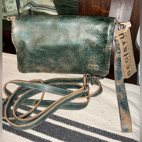 Bed Stu Handbags - NWT Bed Stu Cadence Wallet Wristlet Crossbody Bag Dark Teal Lux MSRP $198